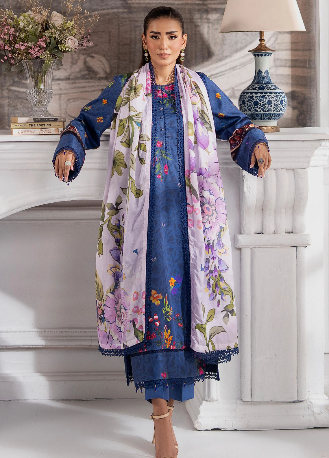 Sunshine Bloom By Alzohaib Printed Cotton Silk 3 Piece Unstitched Suit AZ25SSBW D-CSE-04