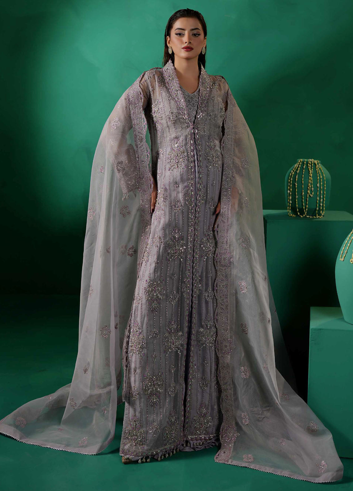 Tabeer By Maryam's Luxury Embroidered Organza 3 Piece Unstitched Suit MY26TLV2 D-TBR-8018 MAHLEEN