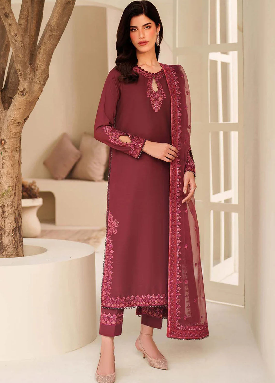 Tabeer By Zarif Embroidered Raw Silk 3 Piece Unstitched Suit ZF26TTSE D-ZE-TS-01 MALIKA