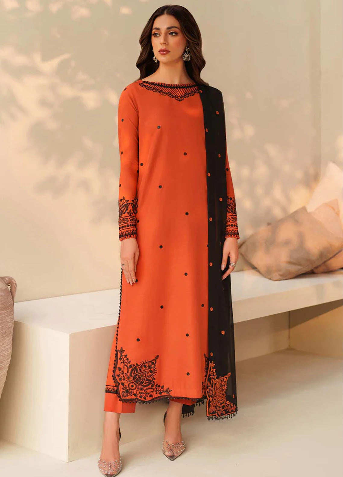 Tabeer By Zarif Embroidered Raw Silk 3 Piece Unstitched Suit ZF26TTSE D-ZE-TS-05 SANGRIA