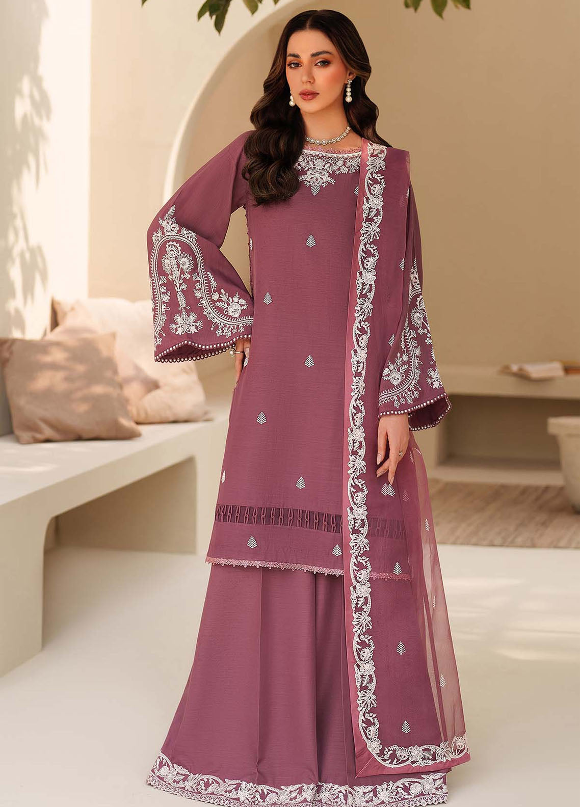 Tabeer By Zarif Embroidered Raw Silk 3 Piece Unstitched Suit ZF26TTSE D-ZE-TS-08 SUNG