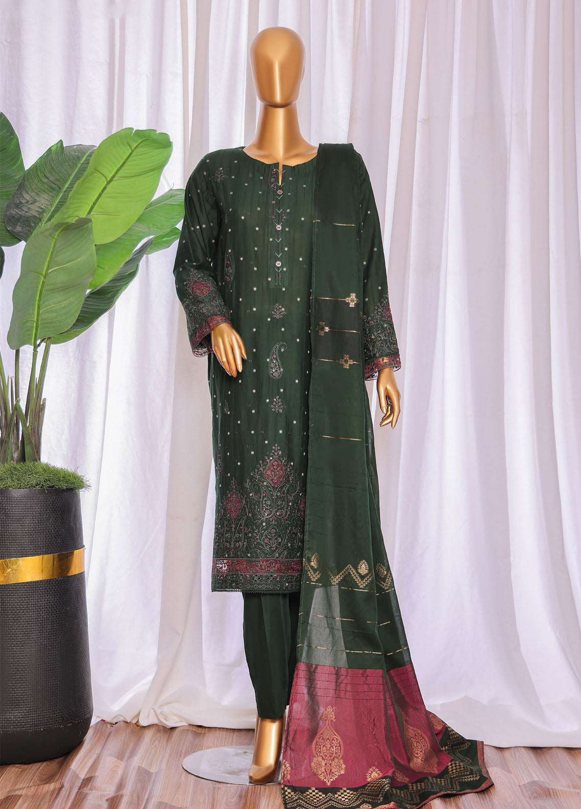 Turkish By HZ Textiles Embroidered Jacquard 3 Piece Unstitched Suit HZ25TJV3 D-TJE-104-C