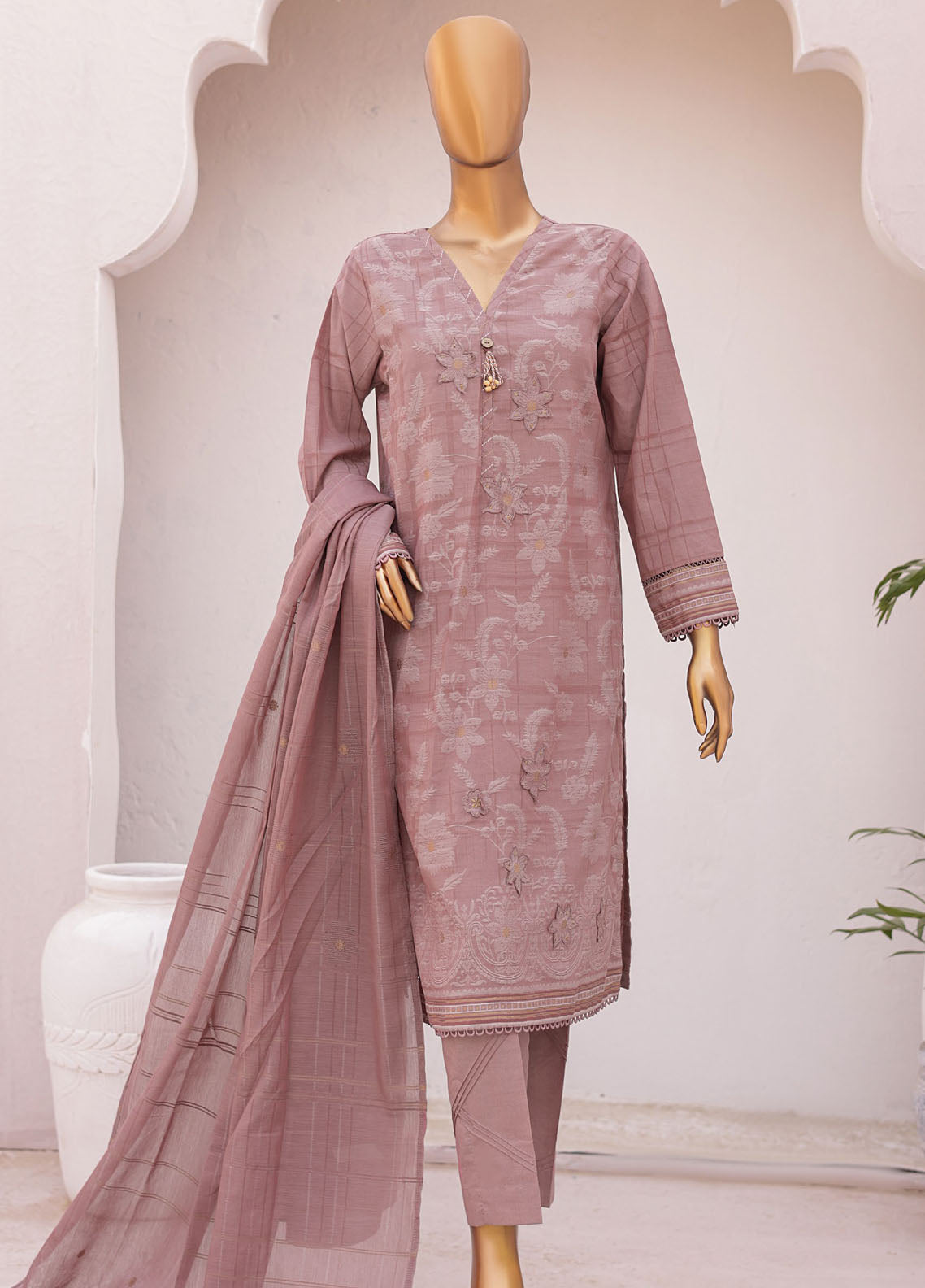 Valencia By HZ Textile Fancy Jacquard 3 Piece Unstitched Suit HZ24VFJ D-02