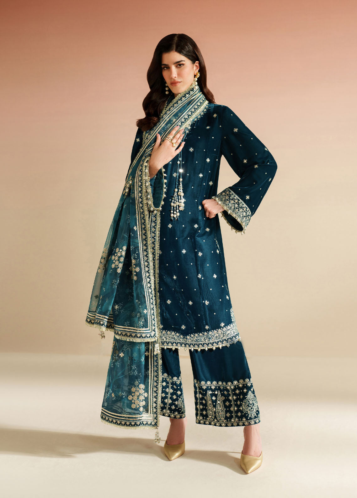 Velvet Vogue By Jazmin Luxury Formals Embroidered Velvet 3 Piece Unstitched Suit JZ25VVLF D-VVF-02