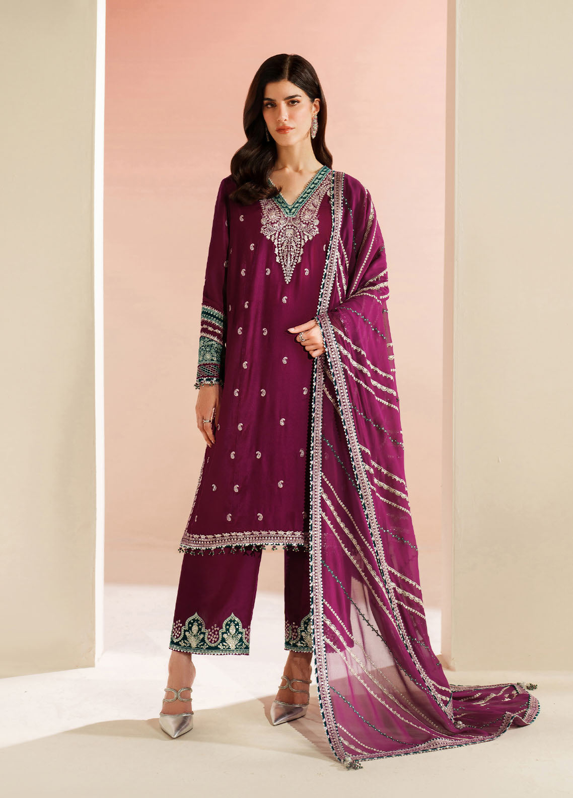 Velvet Vogue By Jazmin Luxury Formals Embroidered Velvet 3 Piece Unstitched Suit JZ25VVLF D-VVF-06