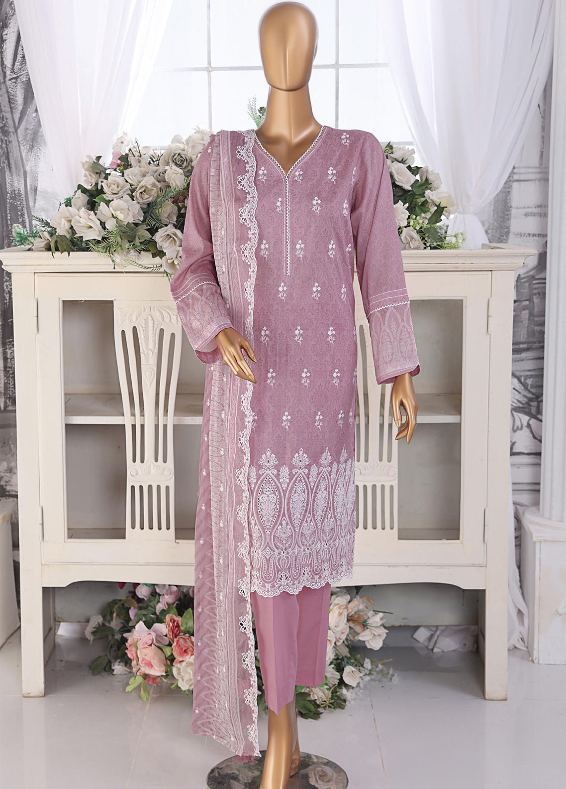 Venice By HZ Textiles Premium Chikankari Lawn 3 Piece Unstitched Suit HZ26VEC D-VCE-710