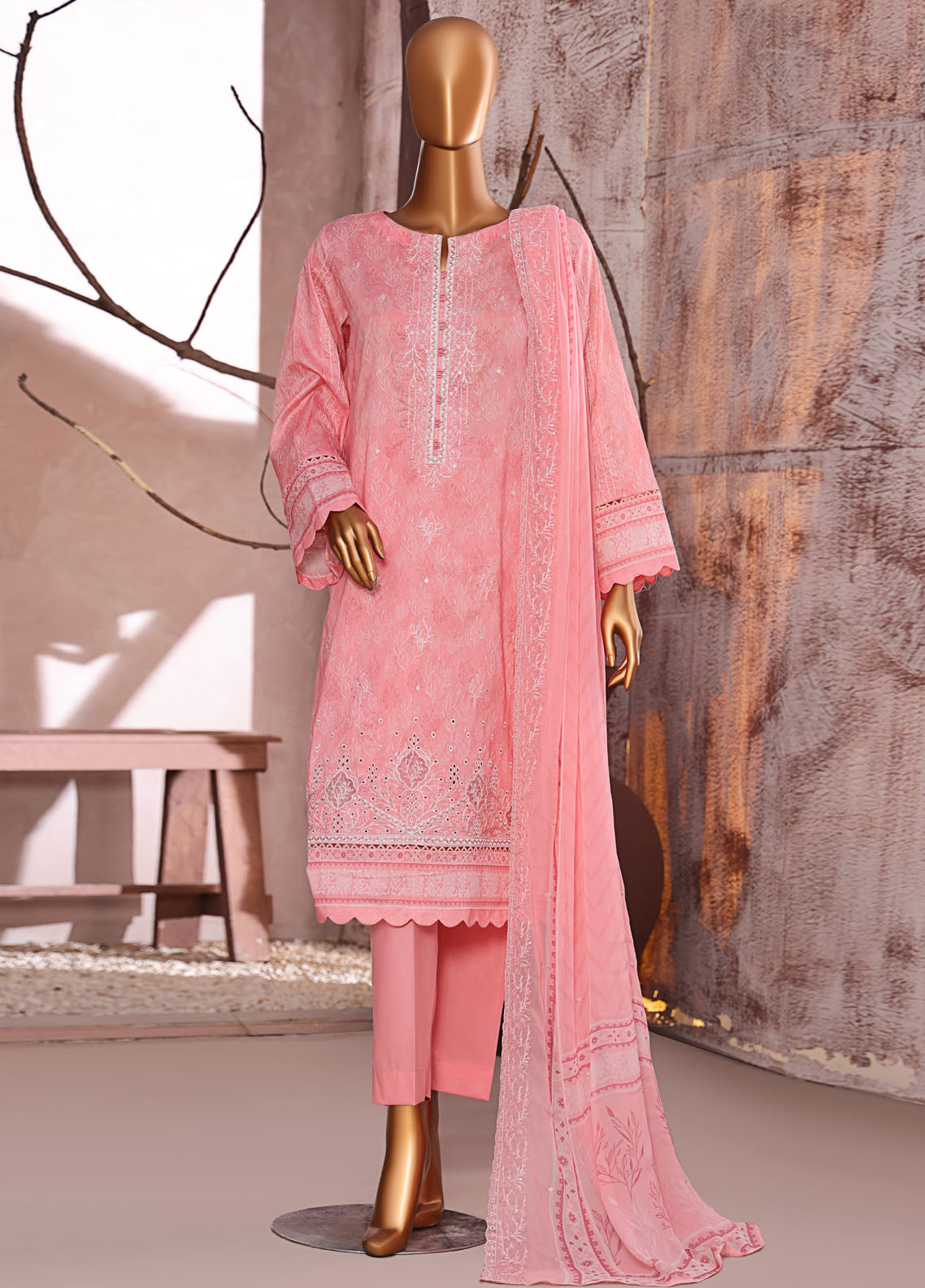 Venice By HZ Textiles Premium Embroidered Cotton 3 Piece Unstitched Suit HZ25VPE PVE-705