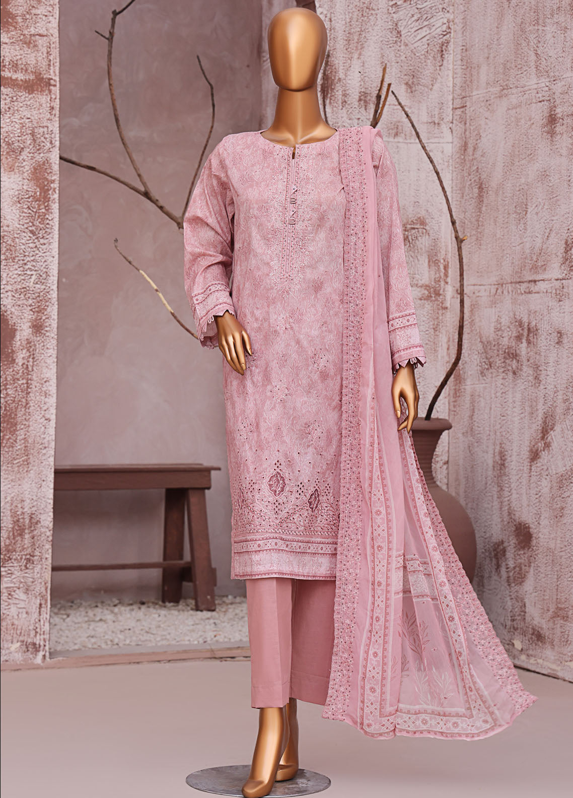 Venice By HZ Textiles Premium Embroidered Cotton 3 Piece Unstitched Suit HZ25VPE PVE-706