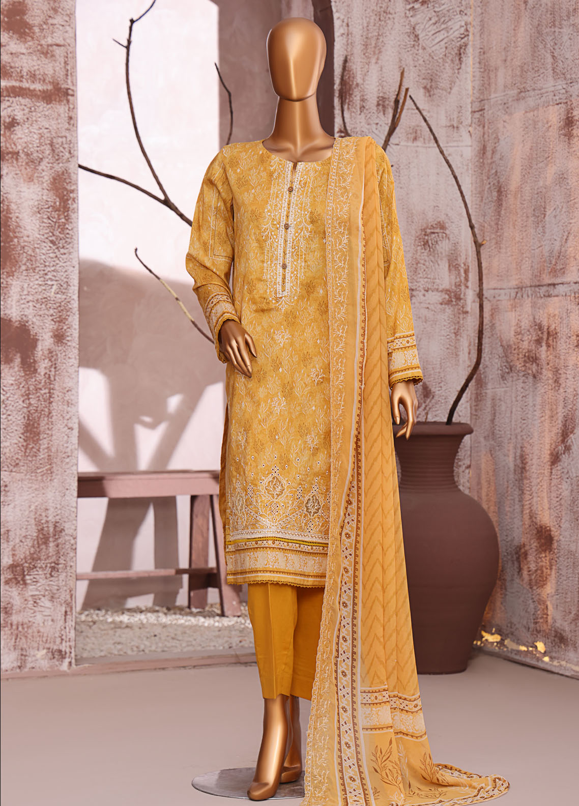 Venice By HZ Textiles Premium Embroidered Cotton 3 Piece Unstitched Suit HZ25VPE PVE-708