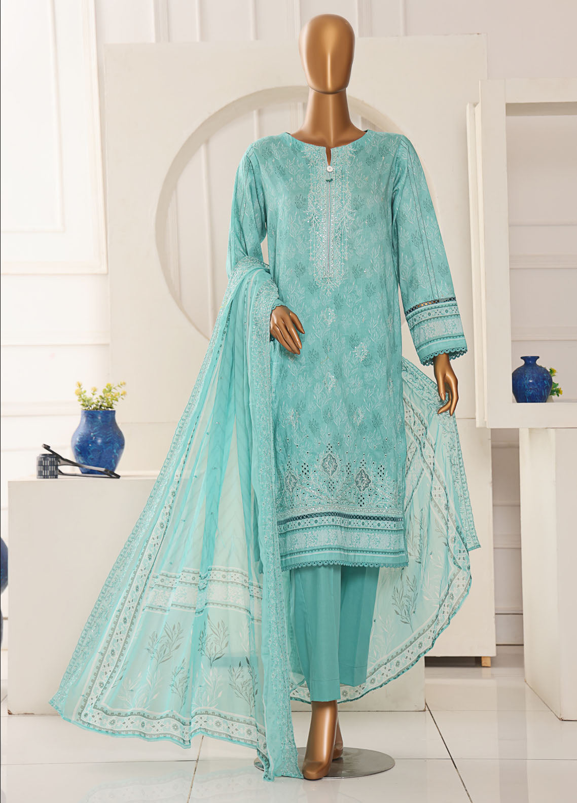 Venice By HZ Textiles Premium Embroidered Cotton 3 Piece Unstitched Suit HZ25VPE PVE-709