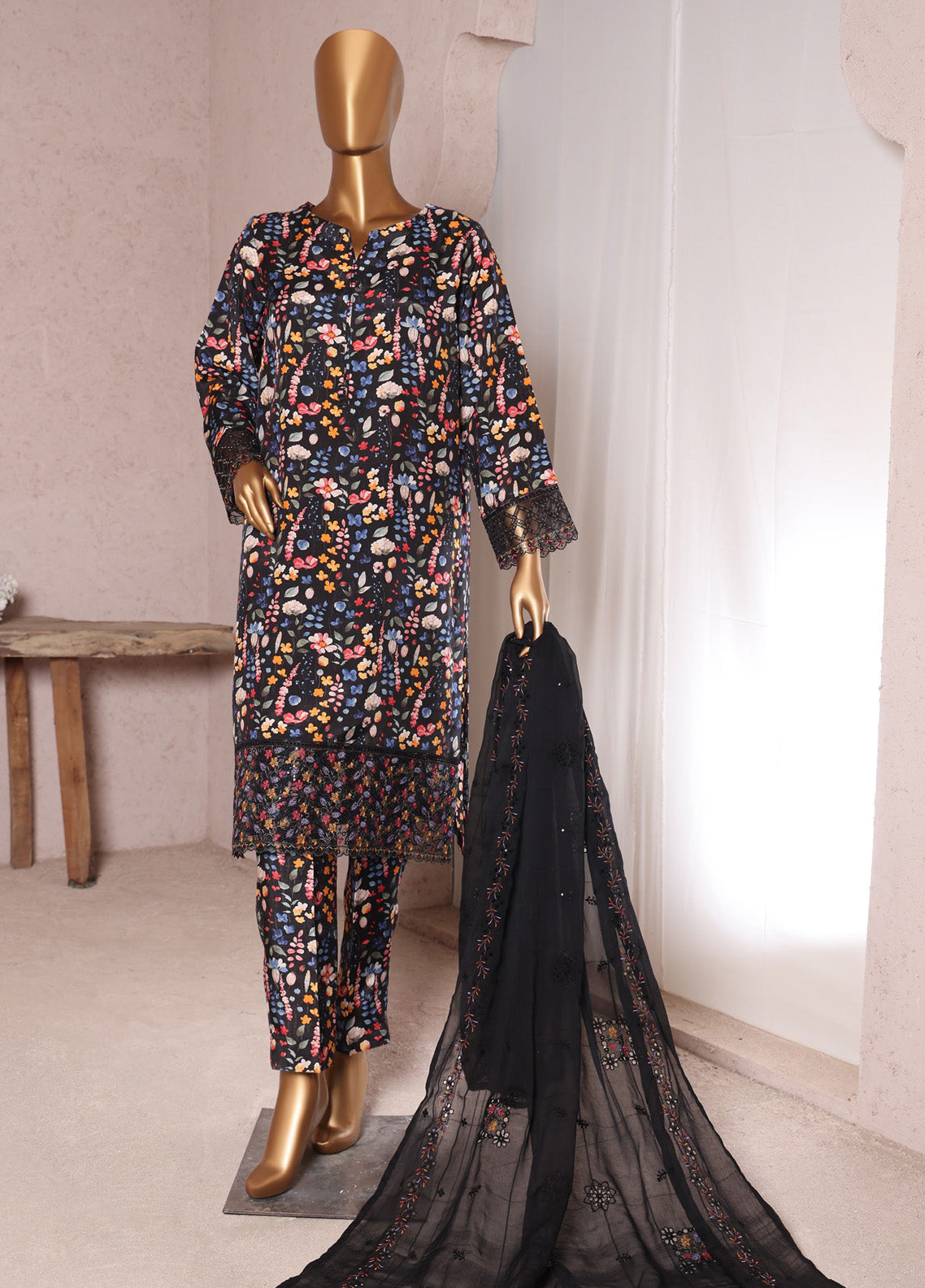Vogue By HZ Textiles Embroidered Raw Silk 3 Piece Unstitched Suit HZ24V VRS-1111