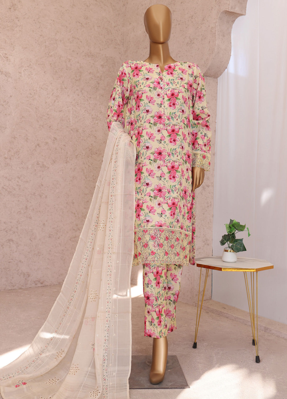 Vogue By HZ Textiles Embroidered Raw Silk 3 Piece Unstitched Suit HZ24V VRS-1115