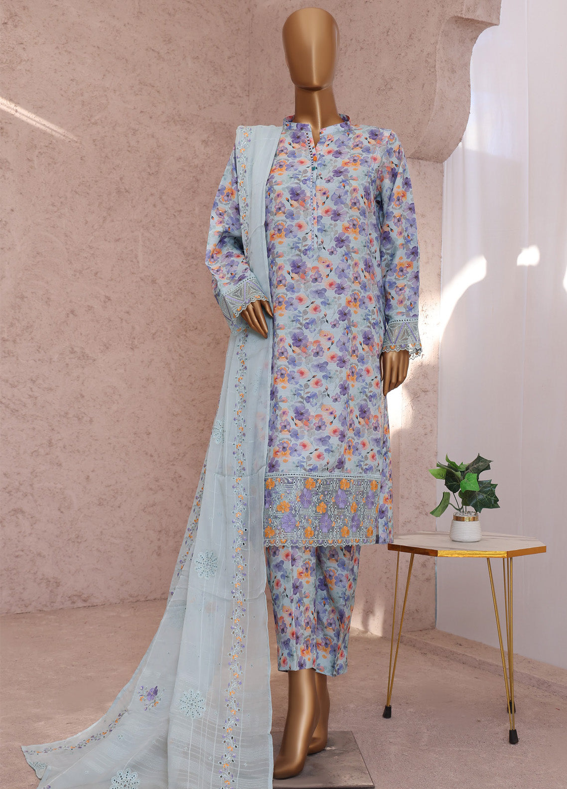 Vogue By HZ Textiles Embroidered Raw Silk 3 Piece Unstitched Suit HZ24V VRS-1116