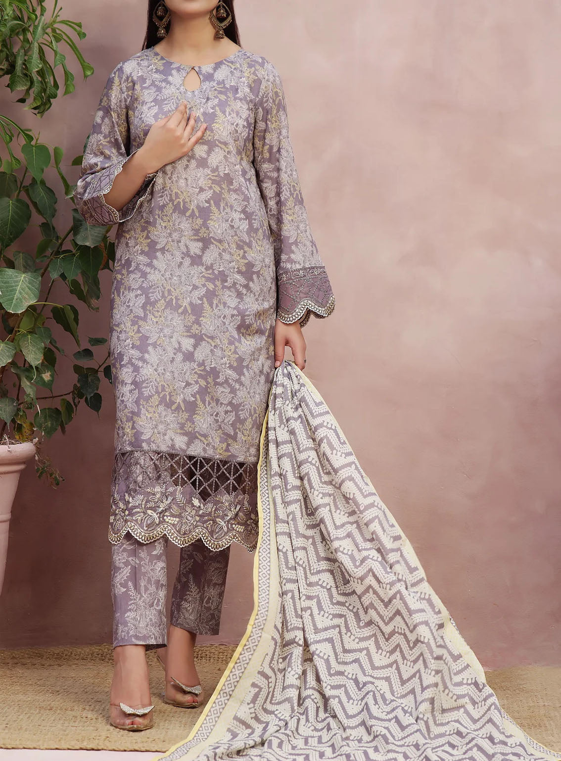 VS Textile Signature Minakari Embroidered Lawn 3 Piece Unstitched Suit VS24SM D-51