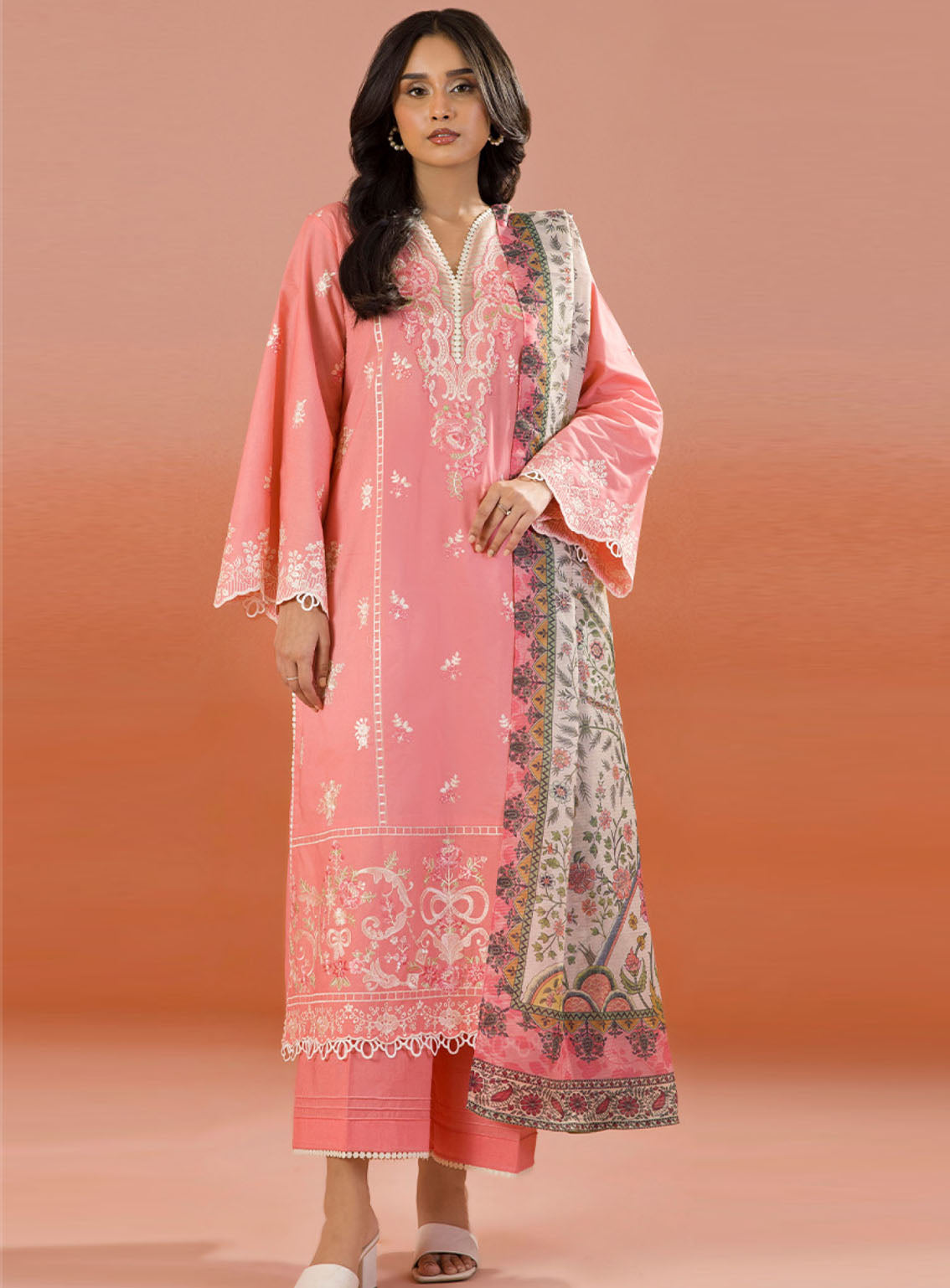 Zellbury Dyed Embroidered Cotton 3 Piece Unstitched Suit WUC25E30058