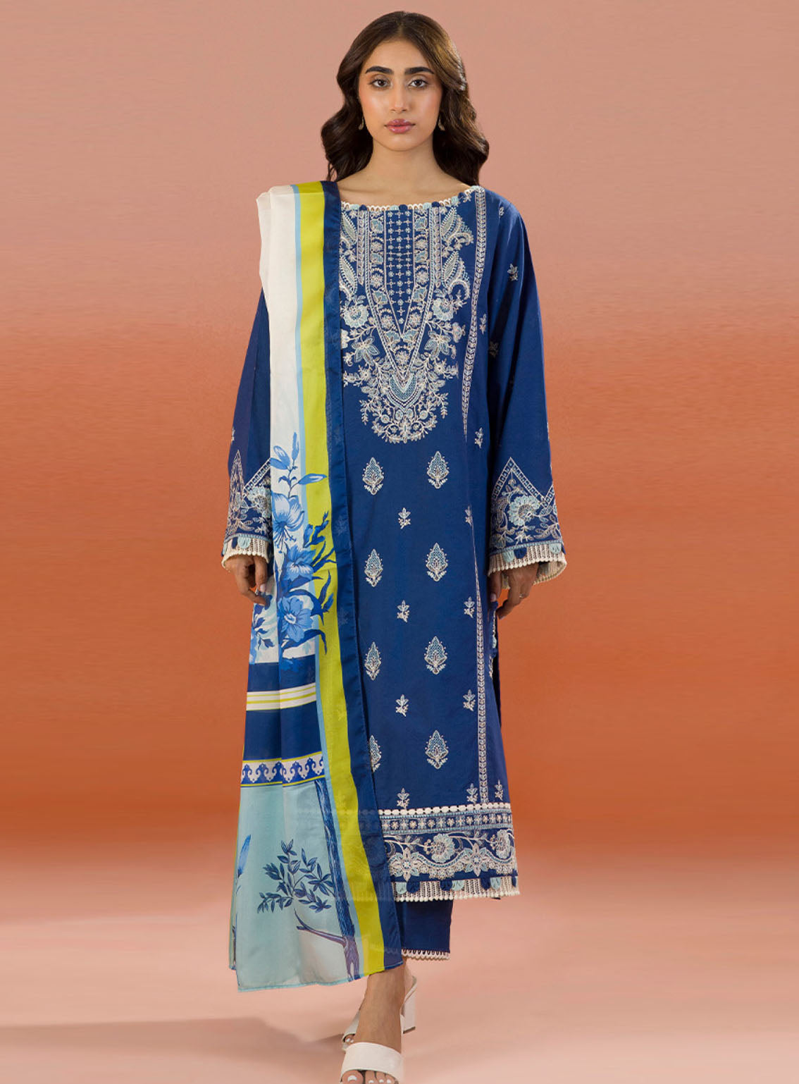 Zellbury Dyed Embroidered Cotton 3 Piece Unstitched Suit WUC25E30059
