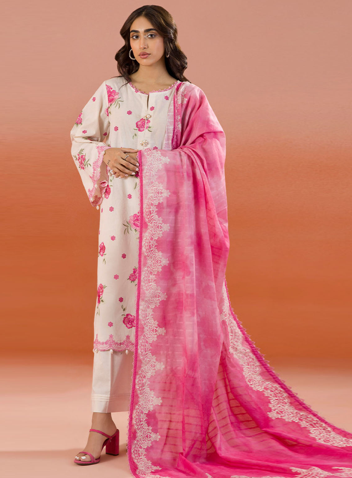 Zellbury Dyed Embroidered Cotton 3 Piece Unstitched Suit WUC25E30067