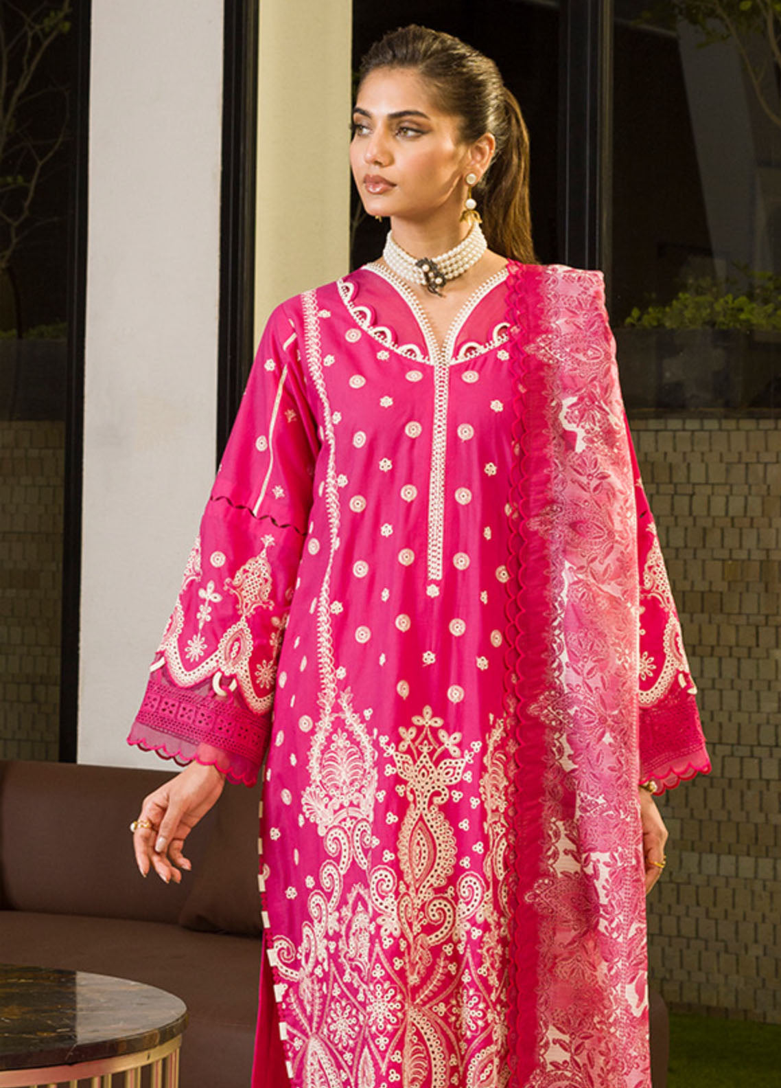 Zellbury Embroidered Chikankari Cotton 3 Piece Unstitched Suit WUC25E30078