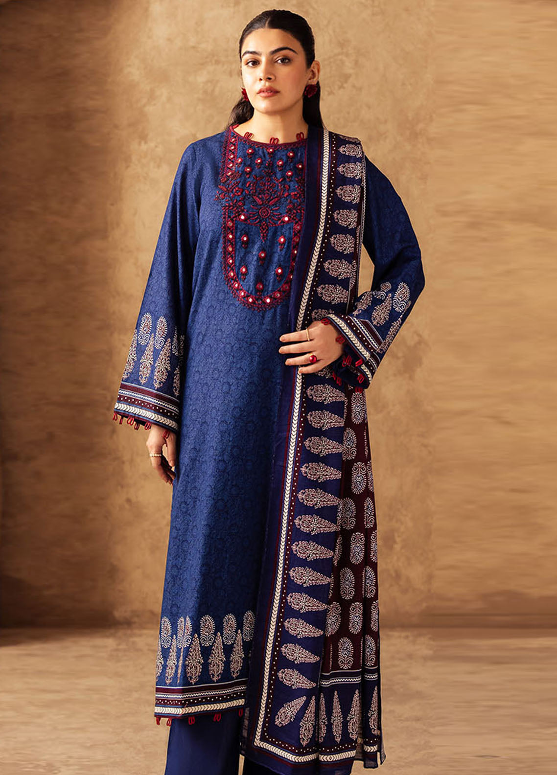 Zellbury Embroidered Khaddar 2 Piece Unstitched Suit WUW24E20172