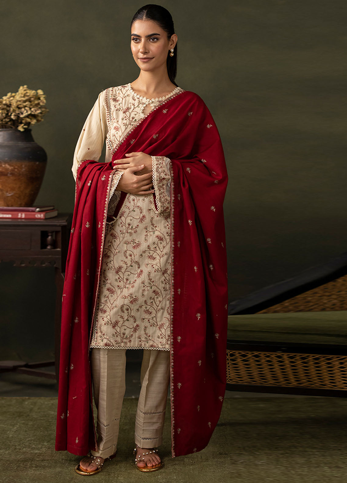 Zellbury Embroidered Khaddar 3 Piece Unstitched Suit WUW24E30236