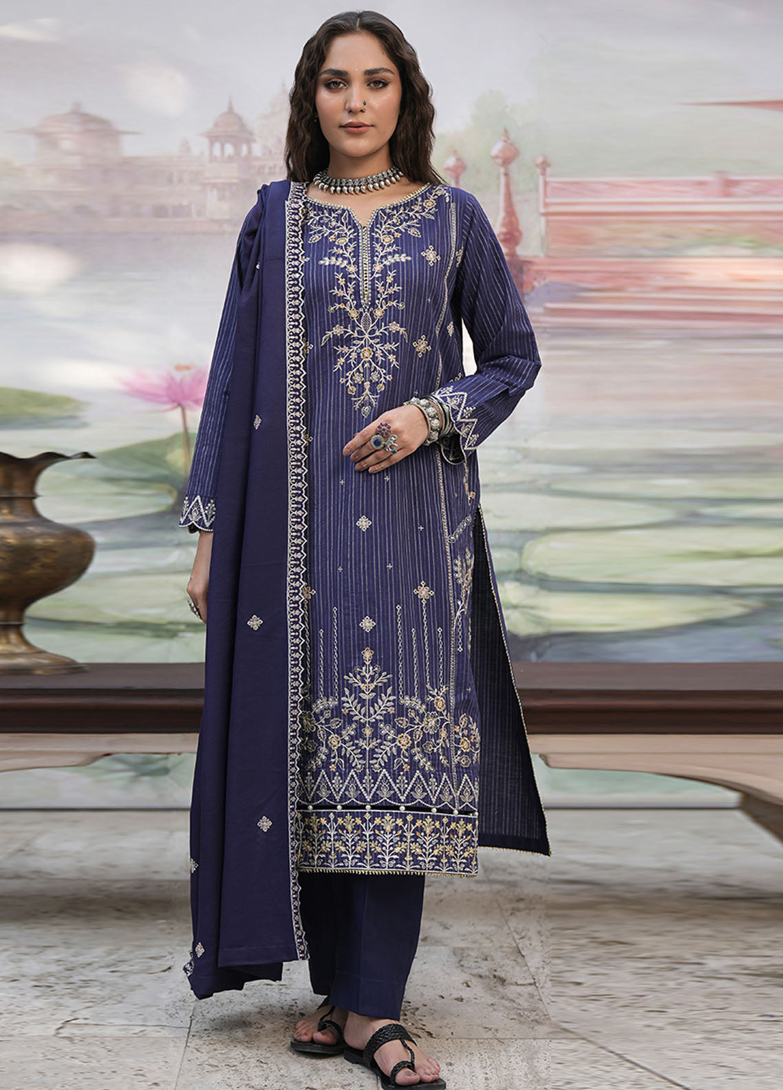 Zellbury Embroidered Khaddar 3 Piece Unstitched Suit WUW24E30409