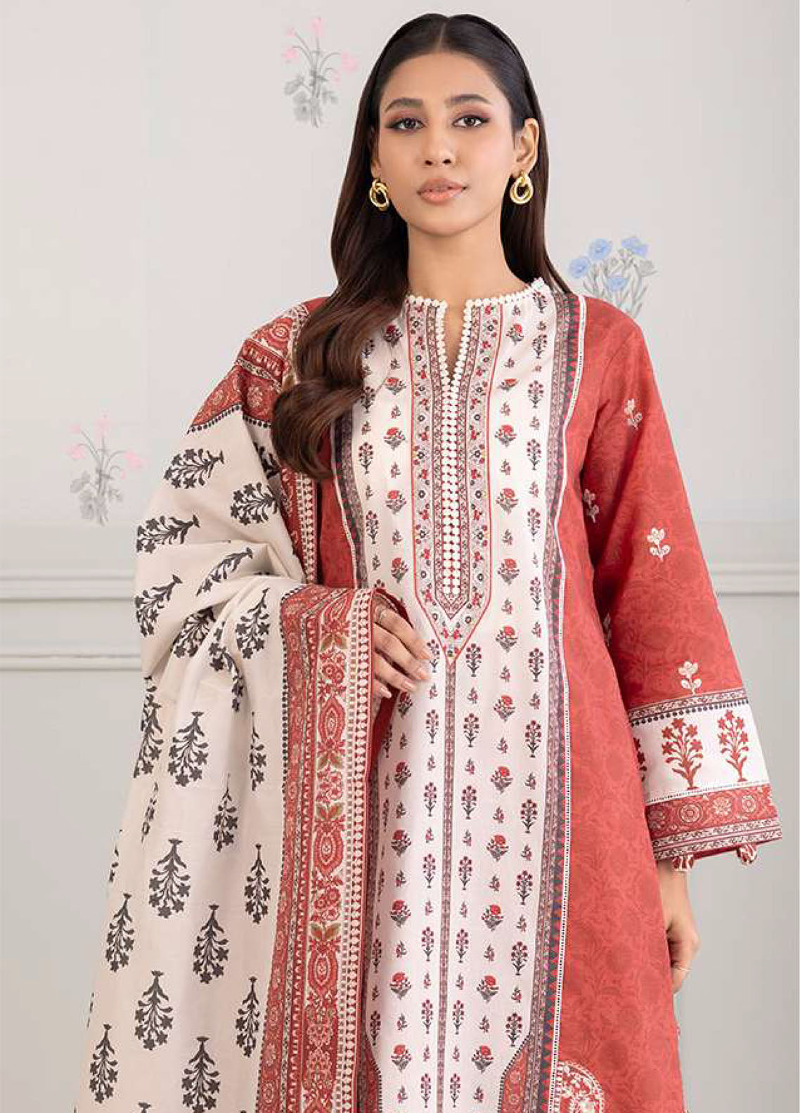 Zellbury Embroidered Lawn 3 Piece Unstitched Suit WUS25E30344