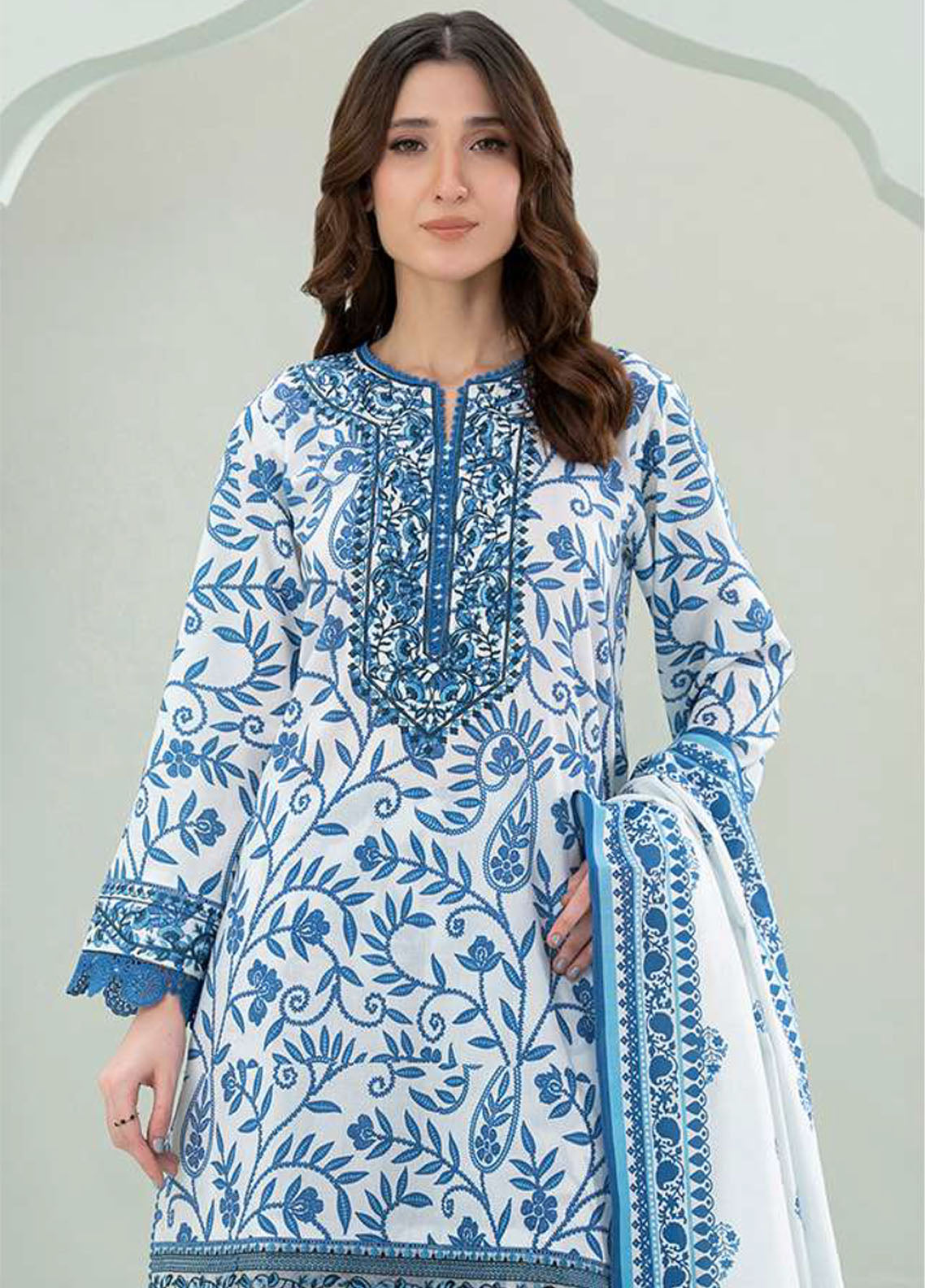 Zellbury Embroidered Lawn 3 Piece Unstitched Suit WUS25E30526