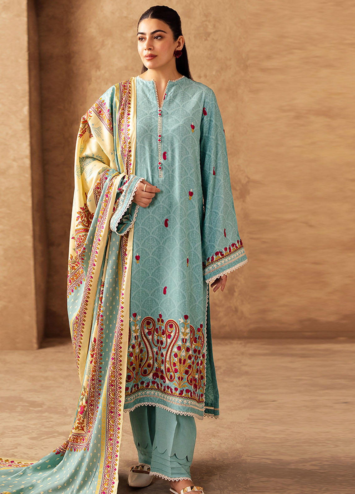 Zellbury Embroidered Viscose Self Jacquard 3 Piece Unstitched Suit WUW24E30318