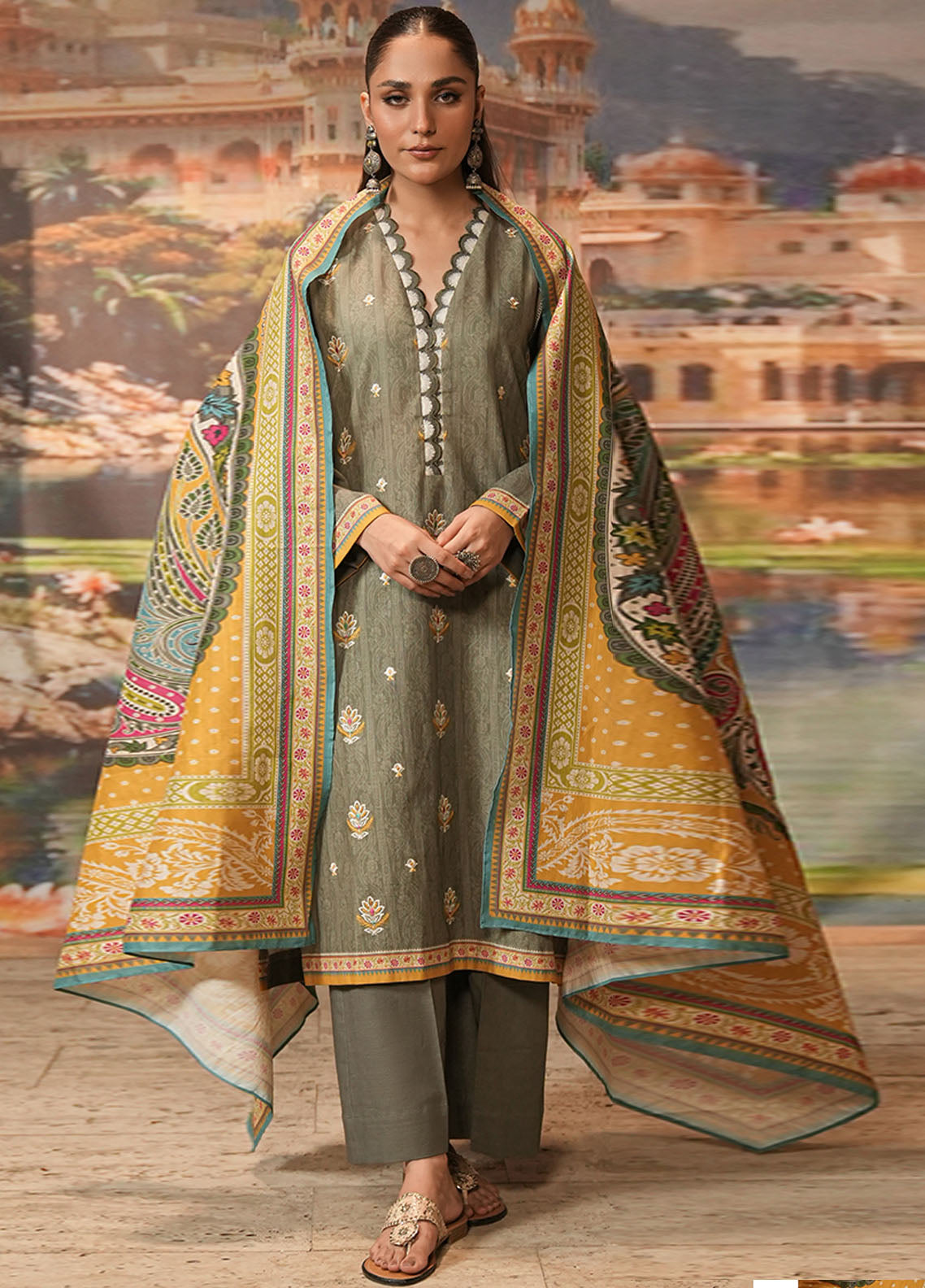Zellbury Embroidered Textured Khaddar 3 Piece Unstitched Suit WUW24E30404