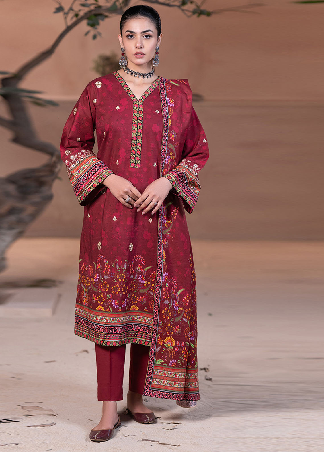 Zellbury Embroidered Viscose 3 Piece Unstitched Suit WUW24E30476