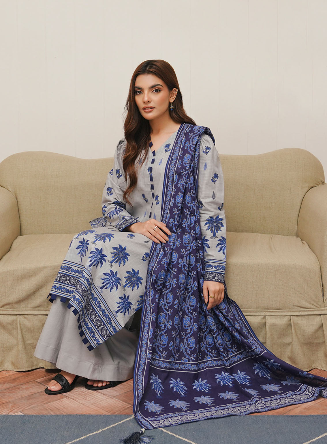 Zellbury Printed Cambric 3 Piece Unstitched Suit WUC24X30056