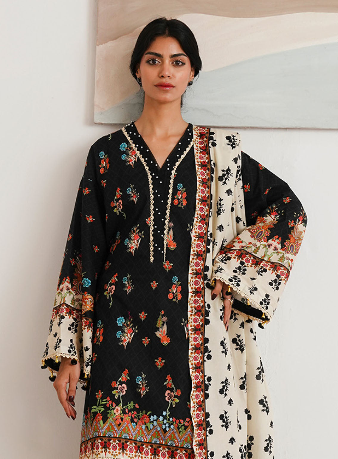 Zellbury Printed Cambric 3 Piece Unstitched Suit WUC24X30138