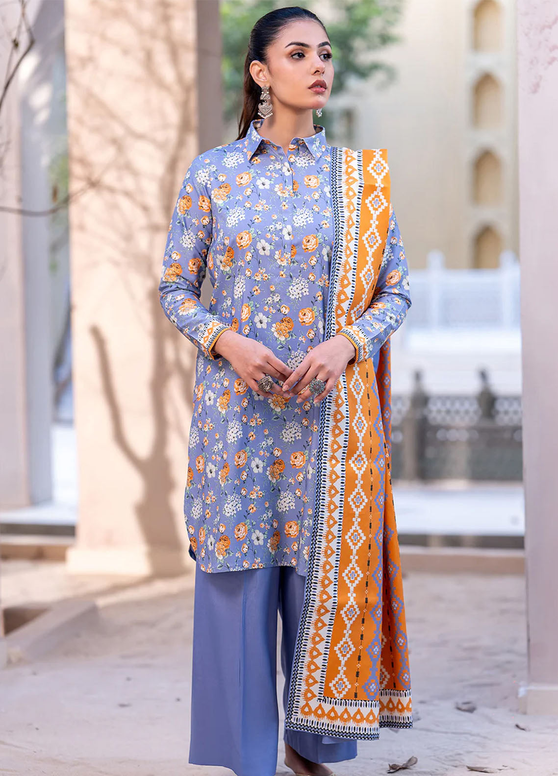 Zellbury Printed Cotail 3 Piece Unstitched Suit WUW24X30534