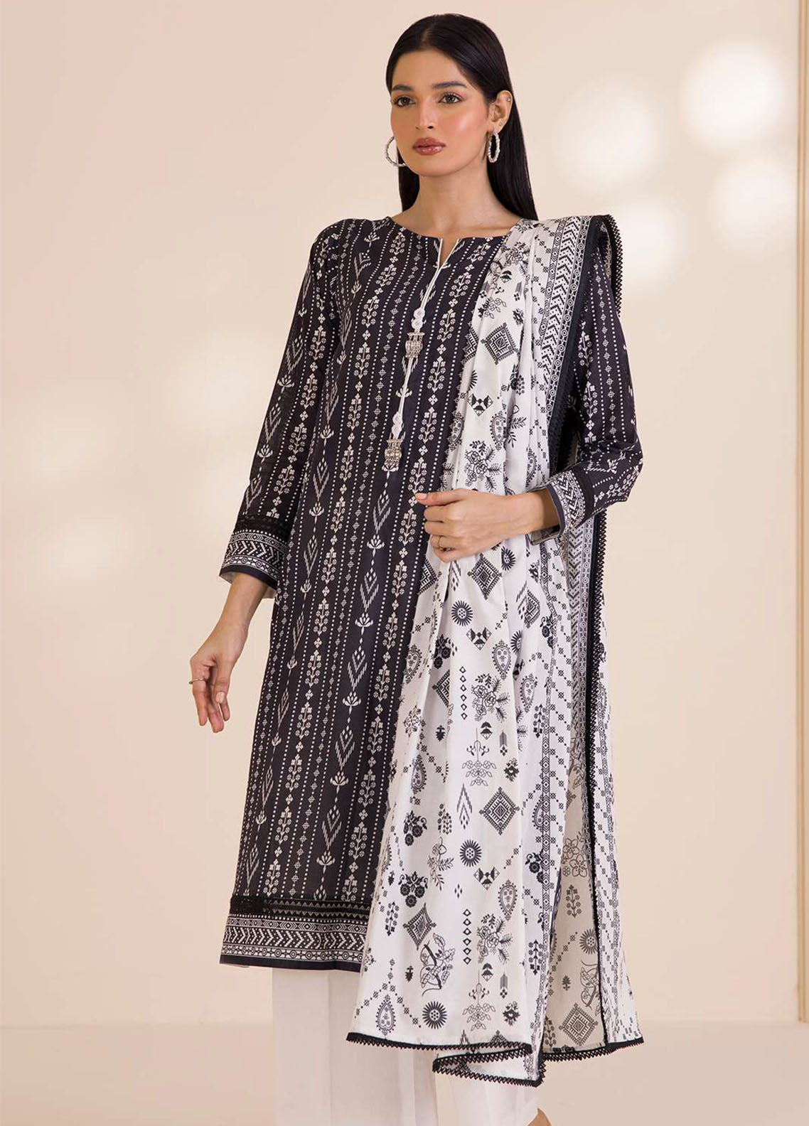 Zellbury Printed Cotton 2 Piece Unstitched Suit WUC25X20003