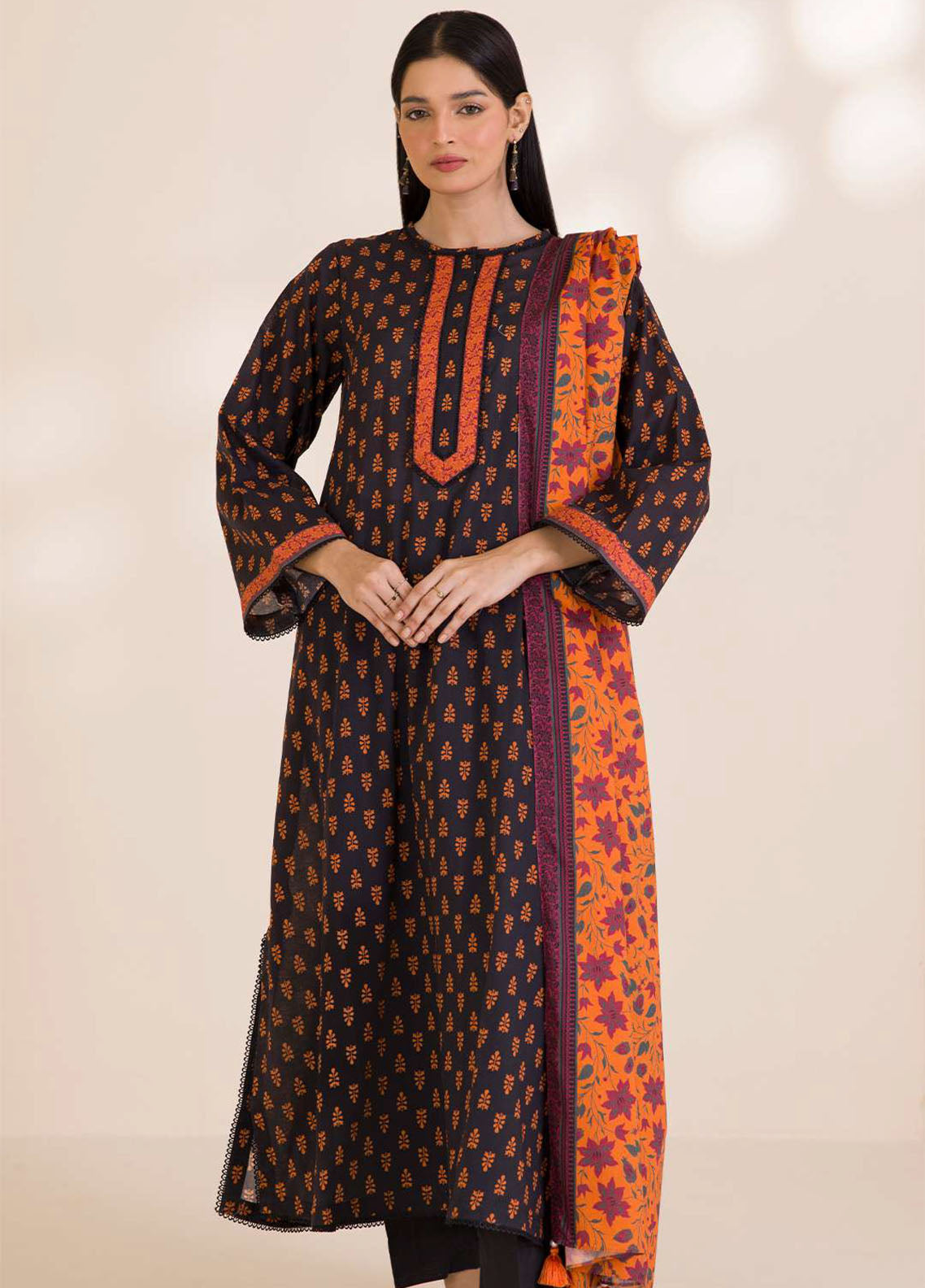 Zellbury Printed Cotton 2 Piece Unstitched Suit WUC25X20005
