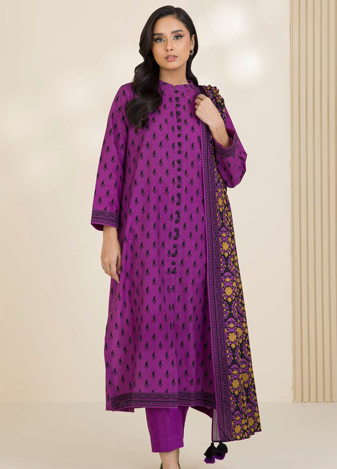 Zellbury Printed Cotton 3 Piece Unstitched Suit WUC25X30029