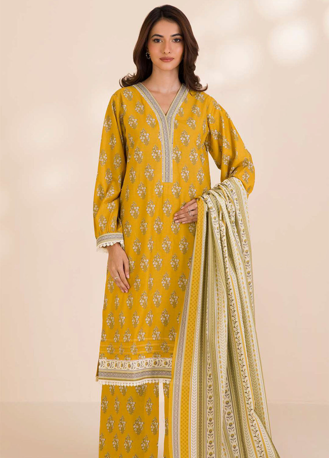 Zellbury Printed Cotton 3 Piece Unstitched Suit WUC25X30037