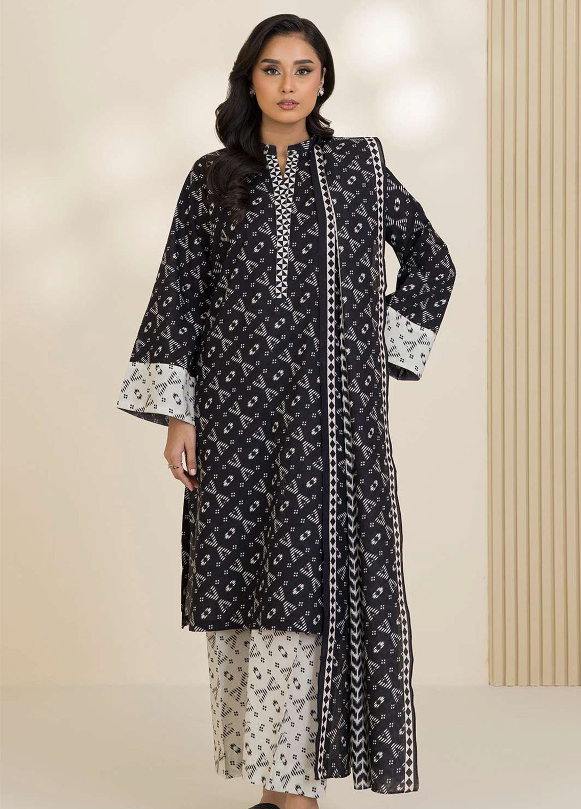 Zellbury Printed Cotton 3 Piece Unstitched Suit WUC25X30040