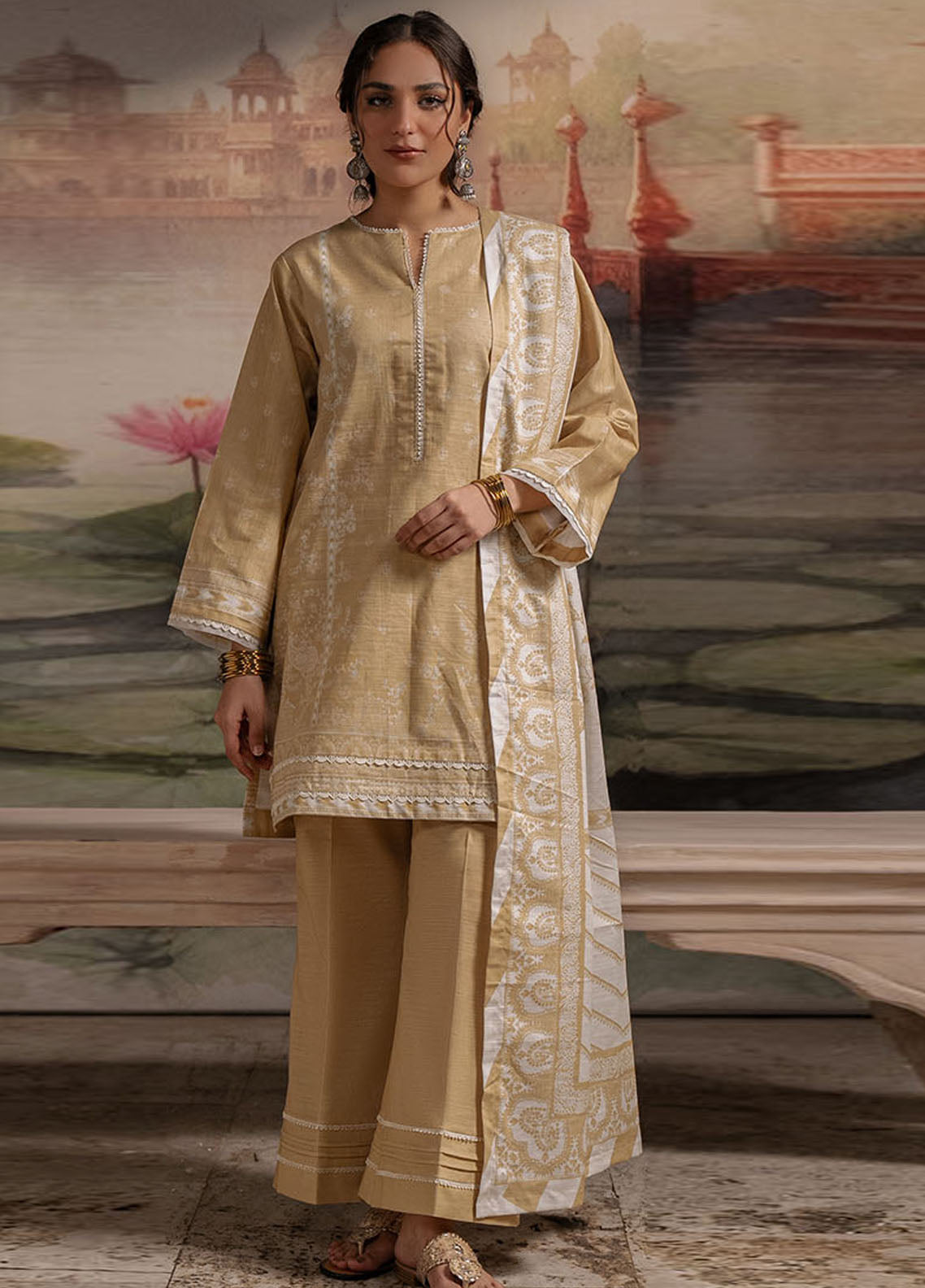 Zellbury Printed Khaddar 3 Piece Unstitched Suit WUW24X30393