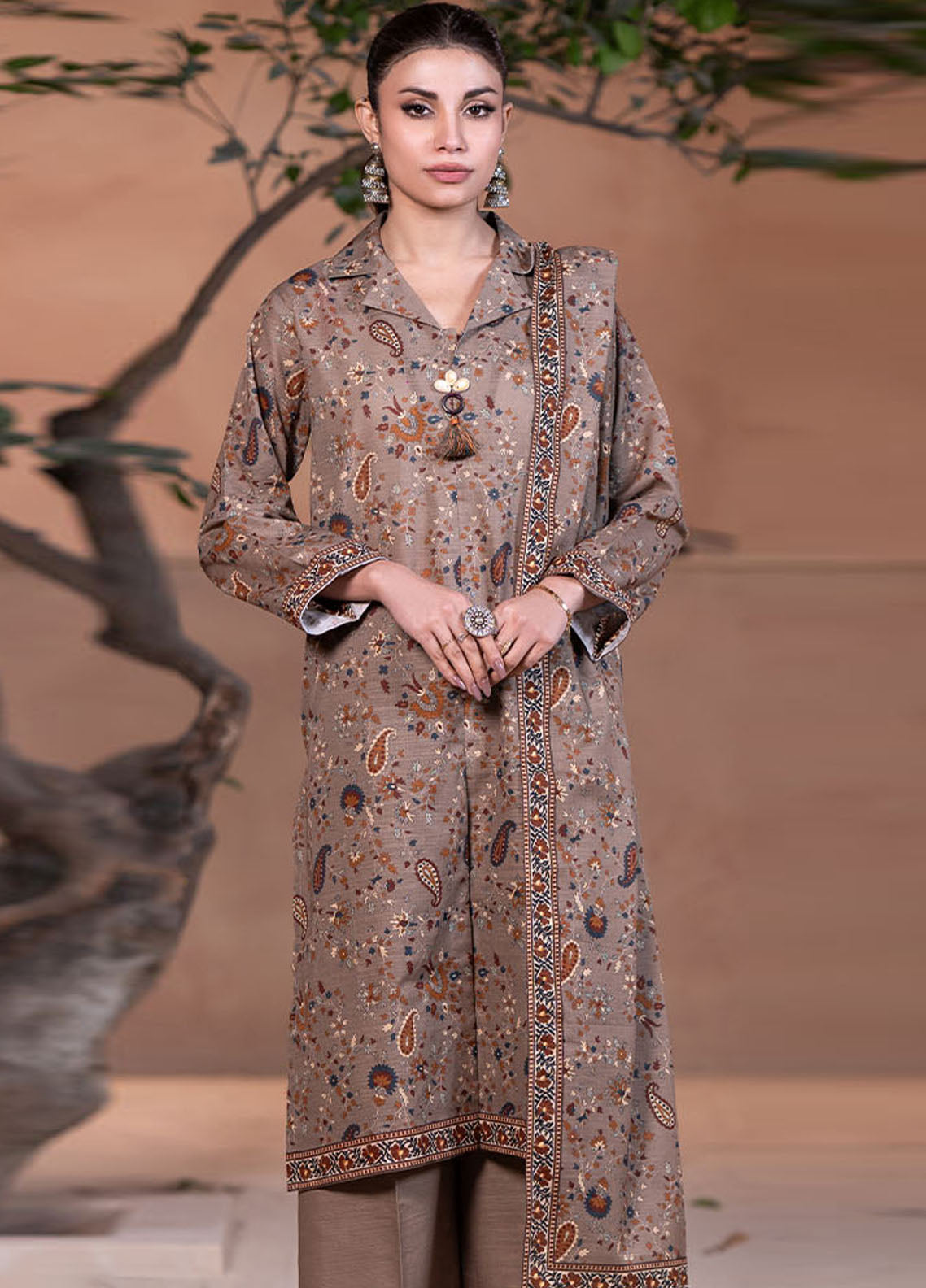 Zellbury Printed Khaddar 3 Piece Unstitched Suit WUW24X30508