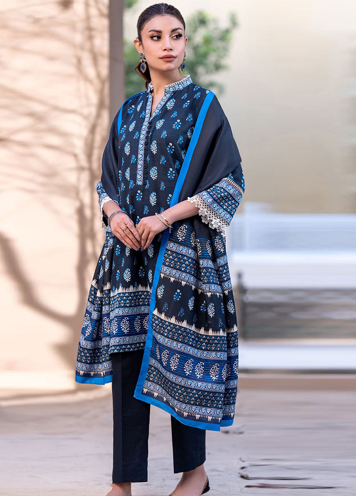 Zellbury Printed Khaddar 3 Piece Unstitched Suit WUW24X30519