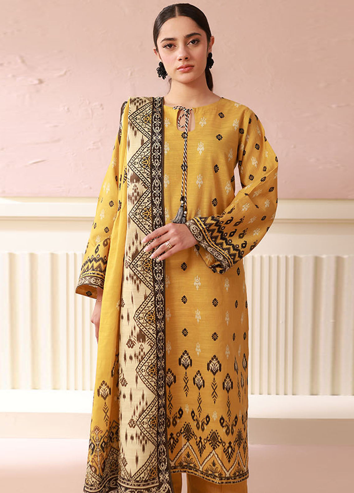 Zellbury Printed Khaddar 3 Piece Unstitched Suit WUW24X30524