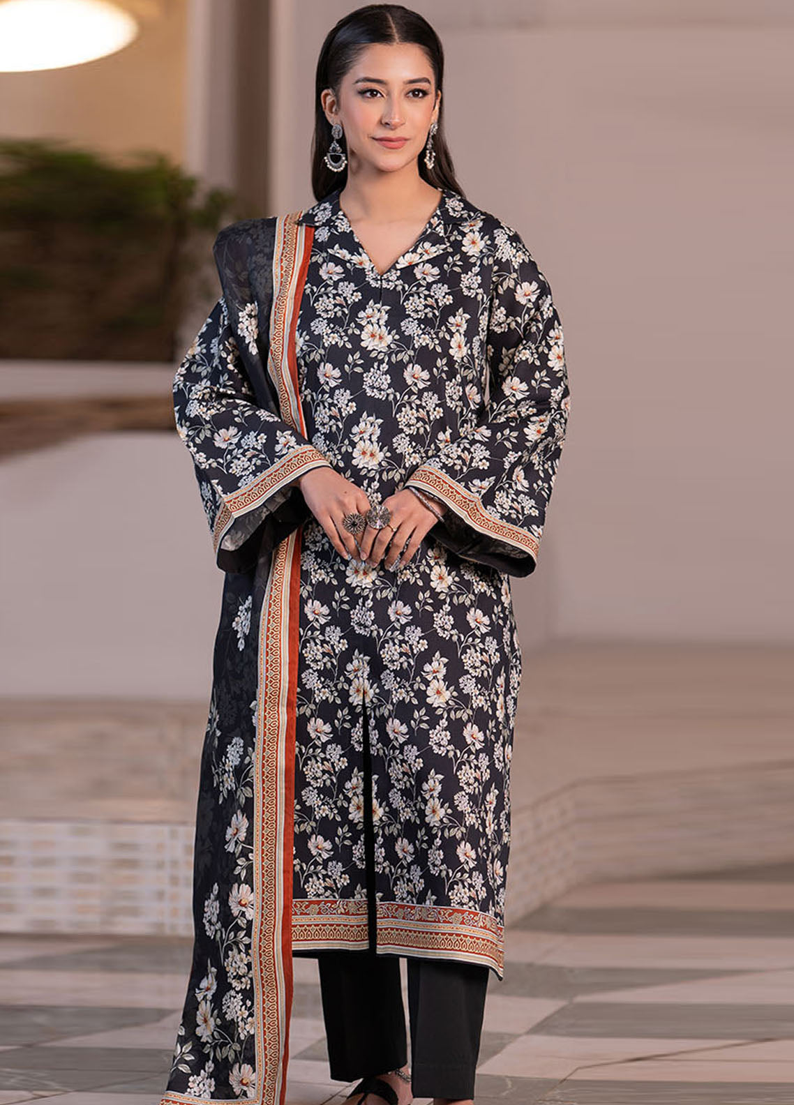 Zellbury Printed Khaddar 3 Piece Unstitched Suit WUW24X30563