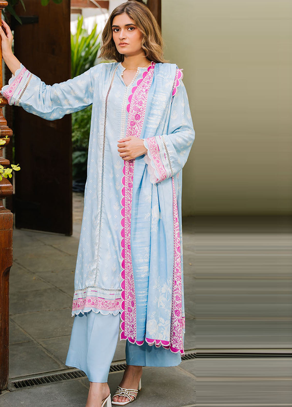 Zellbury Printed Slub Viscose 3 Piece Unstitched Suit WUW24X30203
