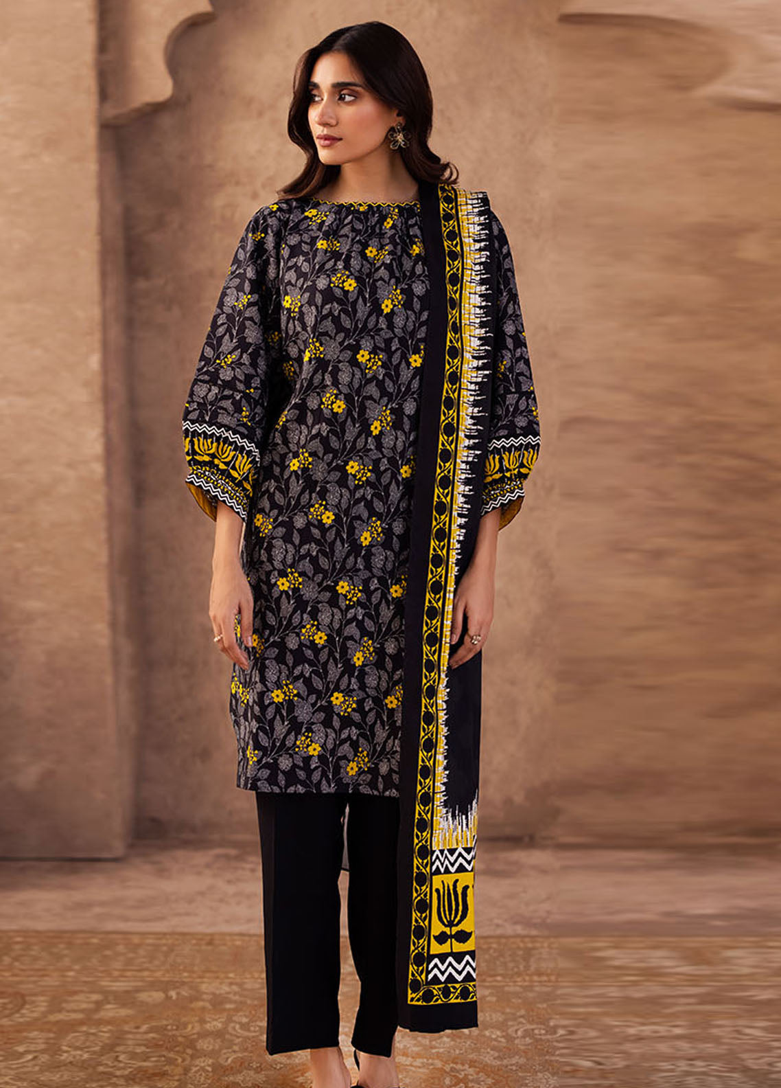 Zellbury Printed Viscose 3 Piece Unstitched Suit WUW24X30291