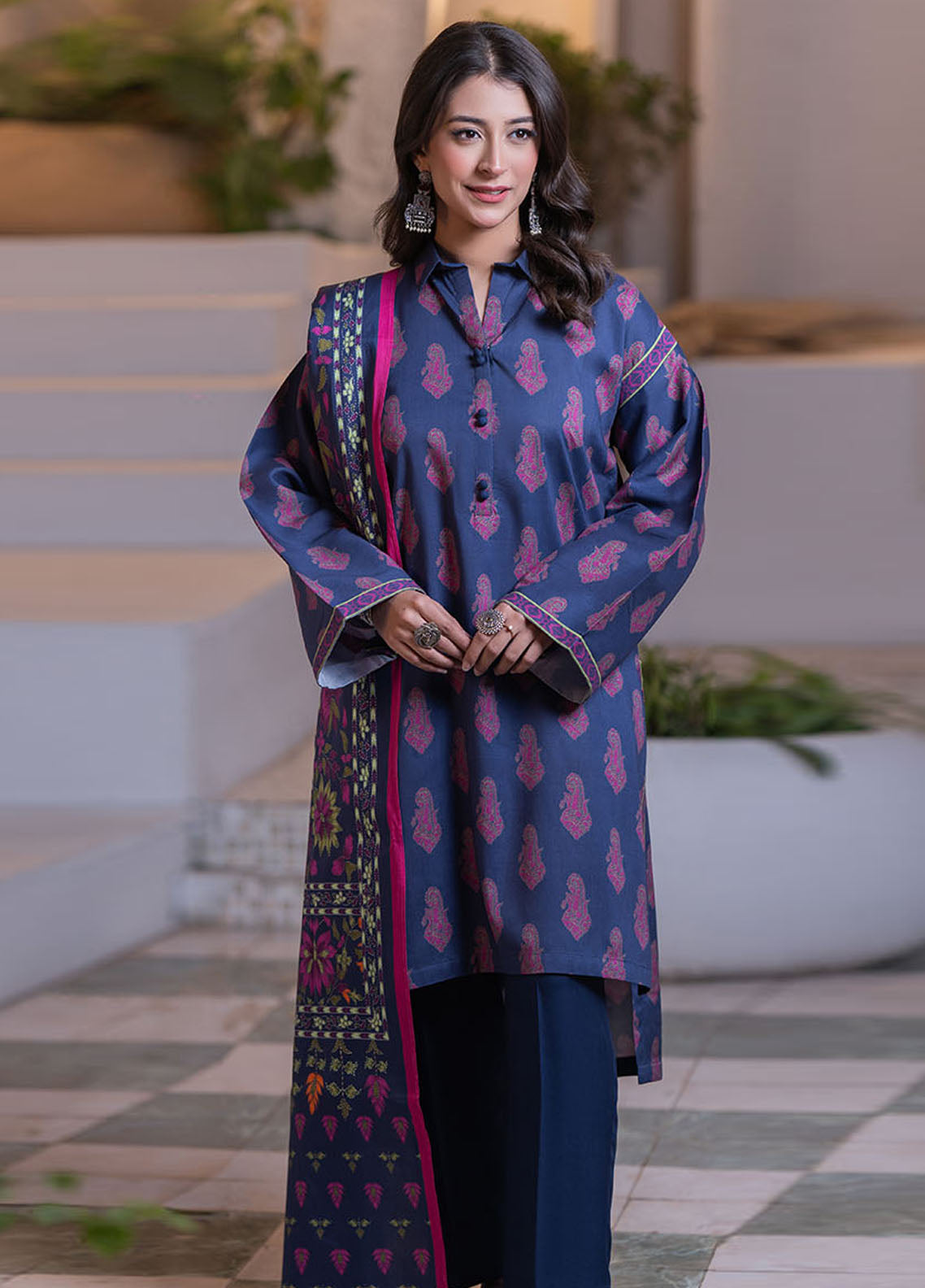 Zellbury Printed Viscose 3 Piece Unstitched Suit WUW24X30516