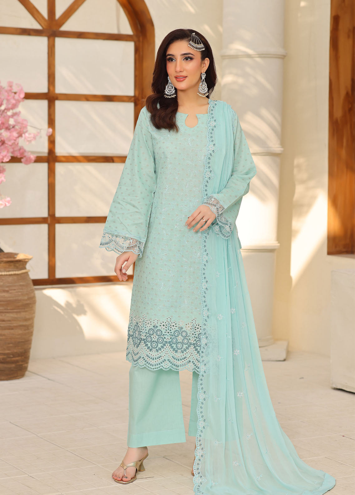 Ziva By Schick Embroidered Doriya Lawn 3 Piece Unstitched Suit SDH26ZEBJ D-04