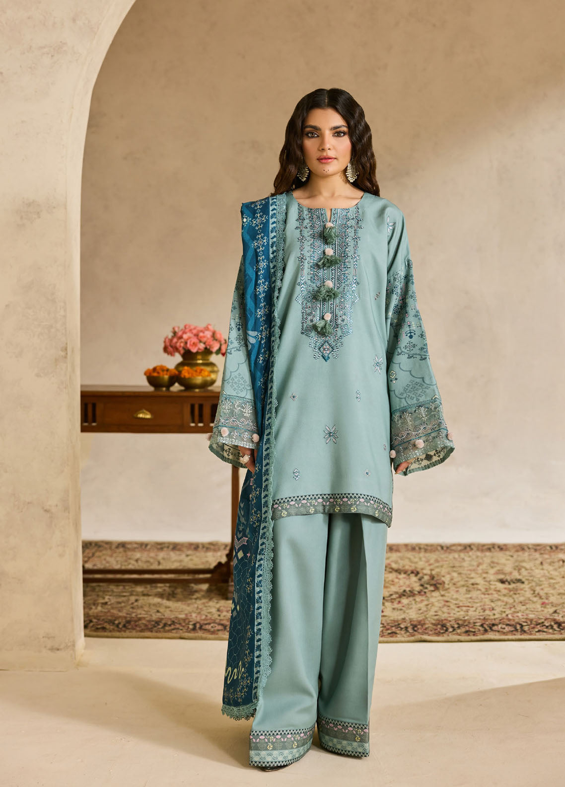 Zync By Florent One Nation Embroidered Linen 3 Piece Unstitched Suit FL25ZONWV1 D-FON-3B
