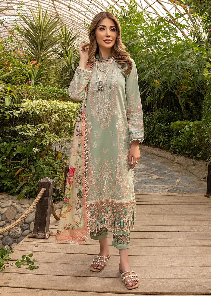 Humdum Unstitched 3 Piece Natural Floral