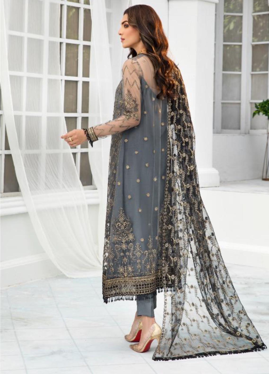D#03 Zarif De Luxury Emb Formal Collection 1022 Grey